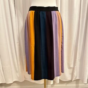 A New Day Color-block Pleated Elastic Waist Midi Skirt Size Medium